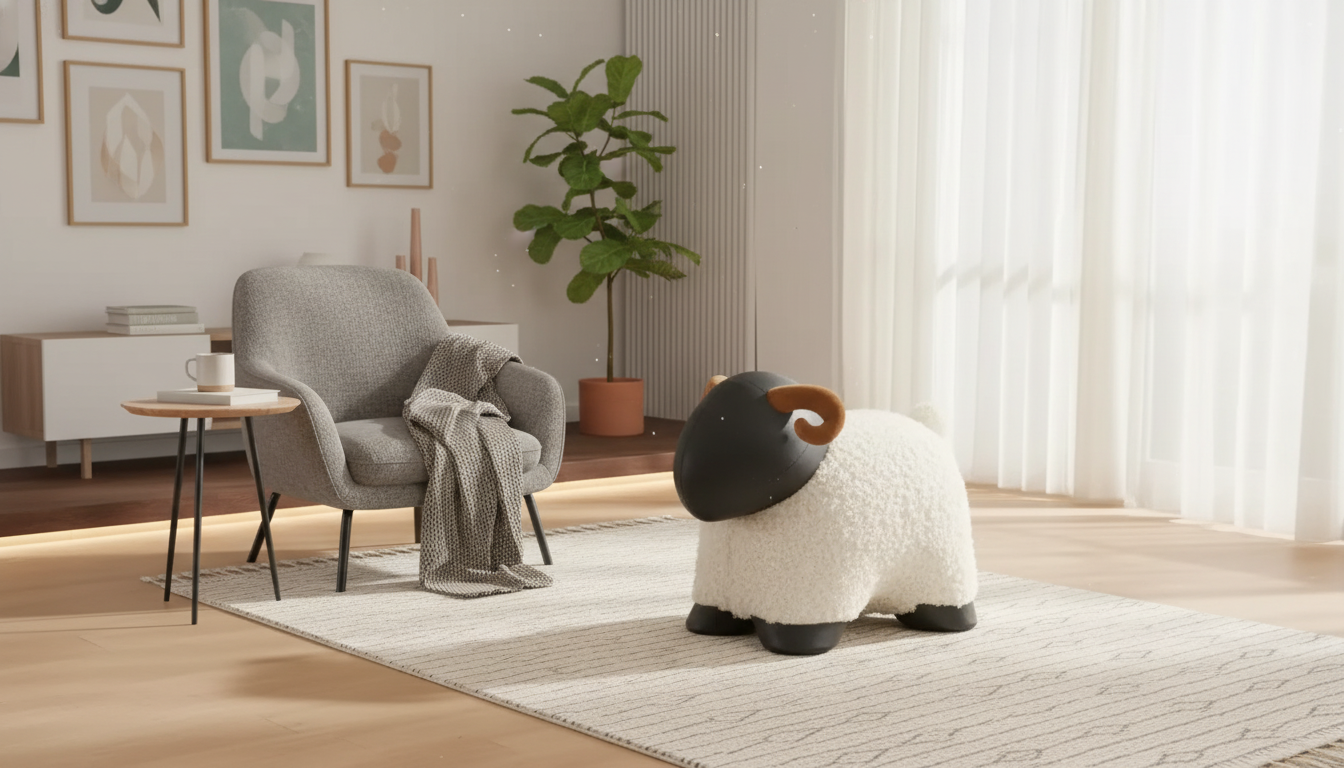 Cute Lamb Ottoman Footrest: Nordic Cartoon Stool Guide