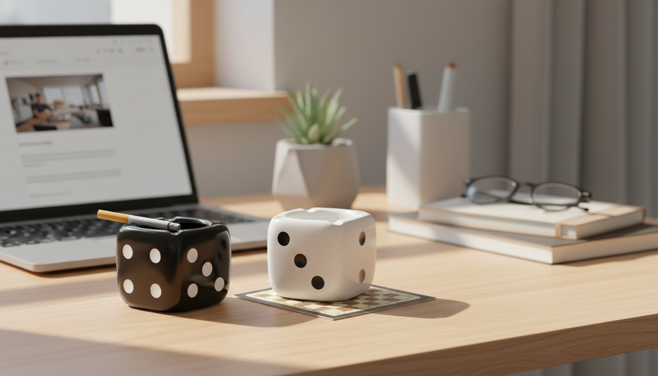 Dice-Shaped Ashtray: Fun Desktop Decor for Home & Office