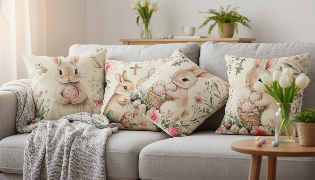 Easter Bunny Pillowcase Cover for Spring Sofa Style