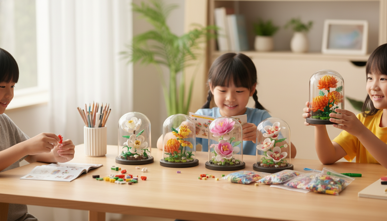 Micro Blocks Flower Bonsai Bouquet Desk Decor for Kids