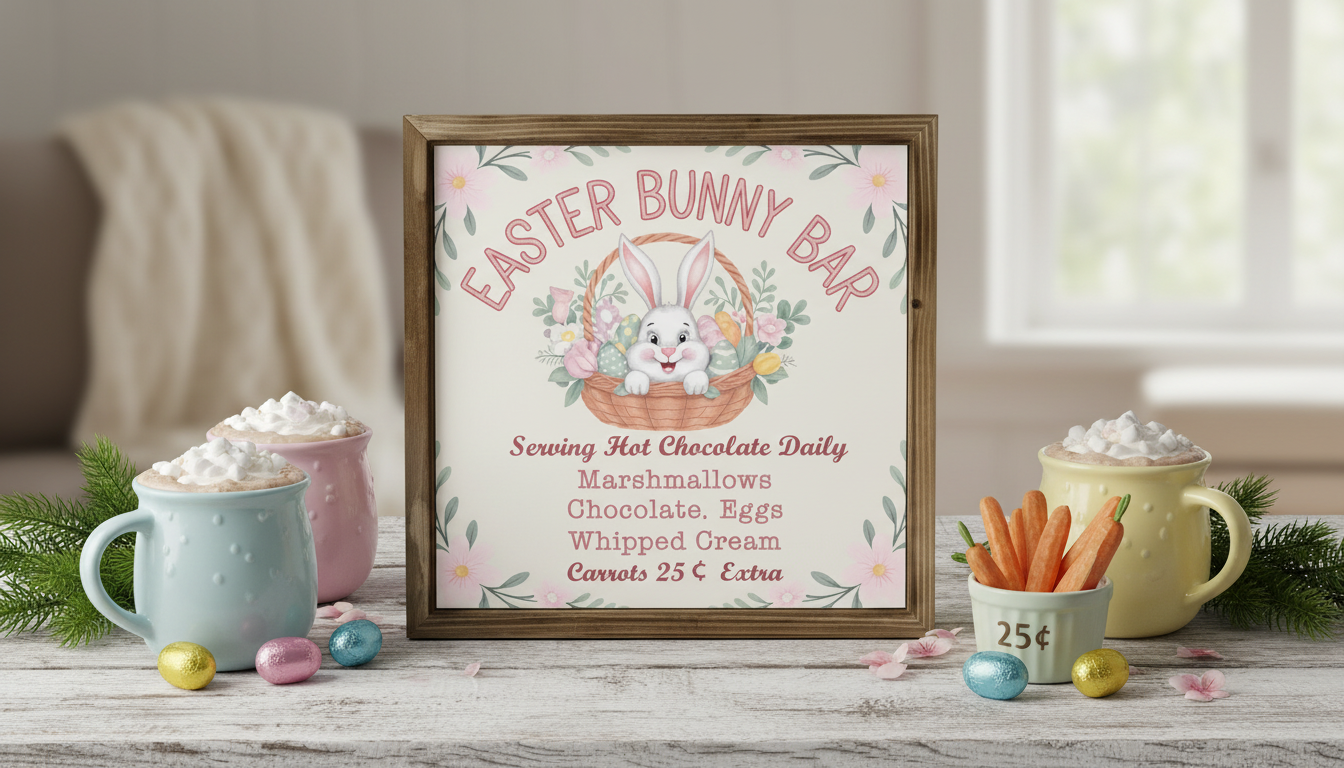 Farmhouse Bunny Bar Sign for Easter: Styling & Hosting Tips