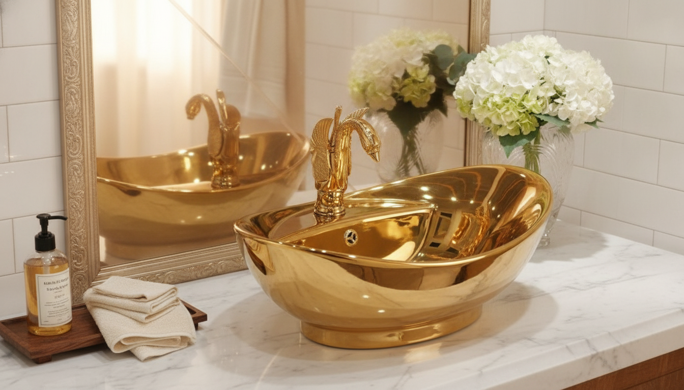 Luxury Ceramic Bathroom Sink Guide: Gold Style & Care