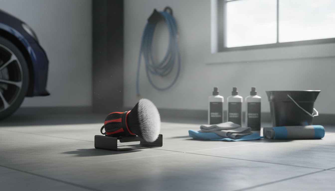 Ultra-Soft Detailing Brush + Rack for Safe Car Cleaning