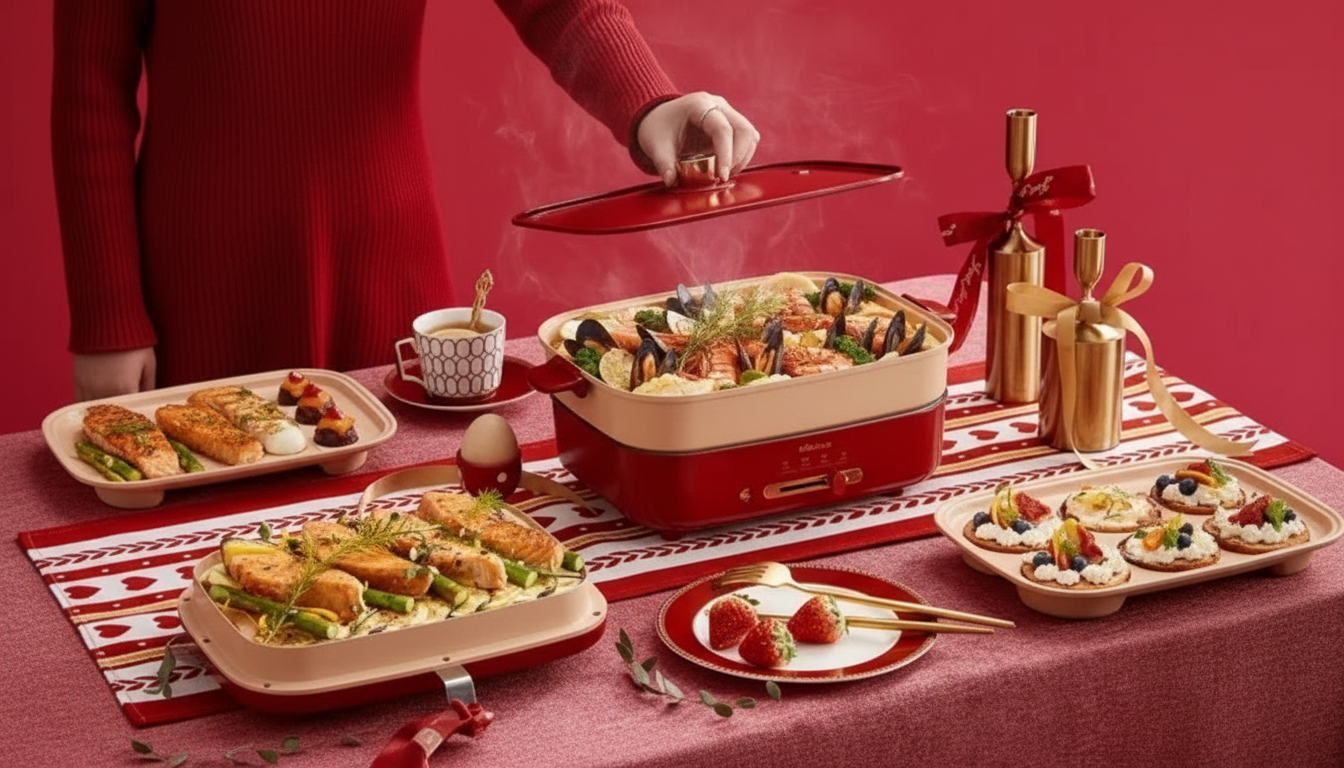 3-in-1 Waffle, Hot Pot & Steamer Cooker for Small Spaces