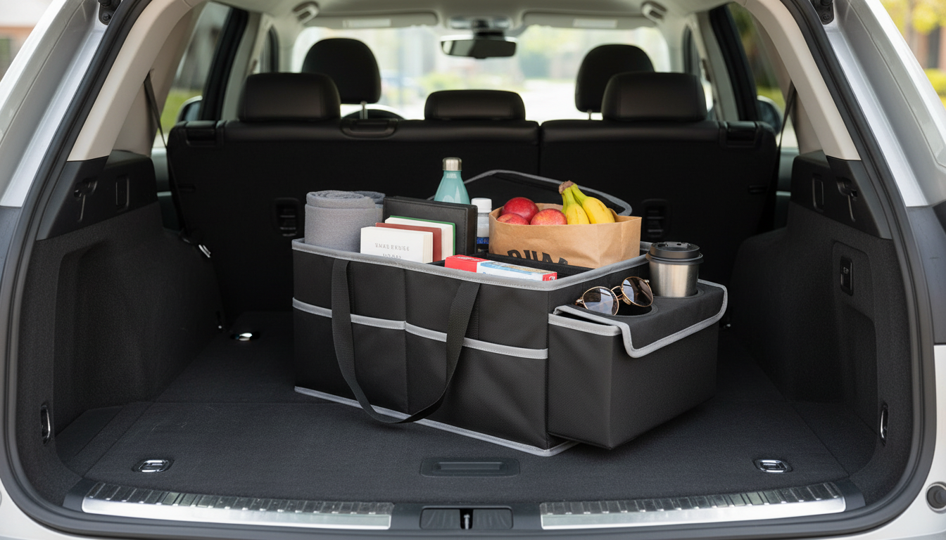 Foldable Car Seat Organizer: Cup Holder & Compartments