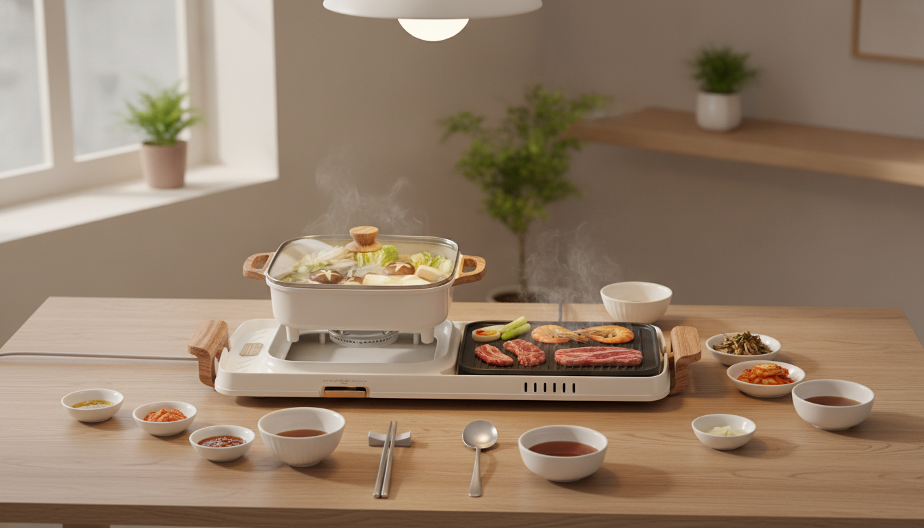 Indoor Korean BBQ + Hot Pot Tabletop Grill (Smokeless)