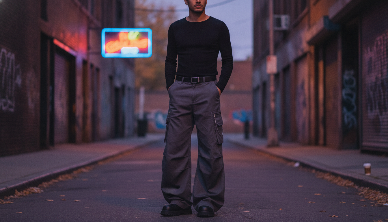 Men’s Wide Leg Cargo Pants: Multi-Pocket Streetwear Fit