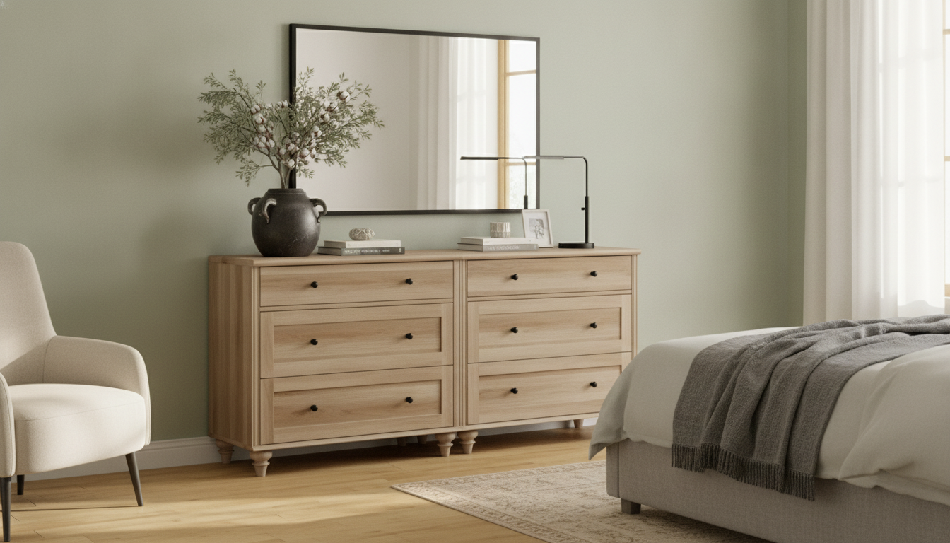 Modern 6-Drawer Oak Dresser for Bedroom Storage