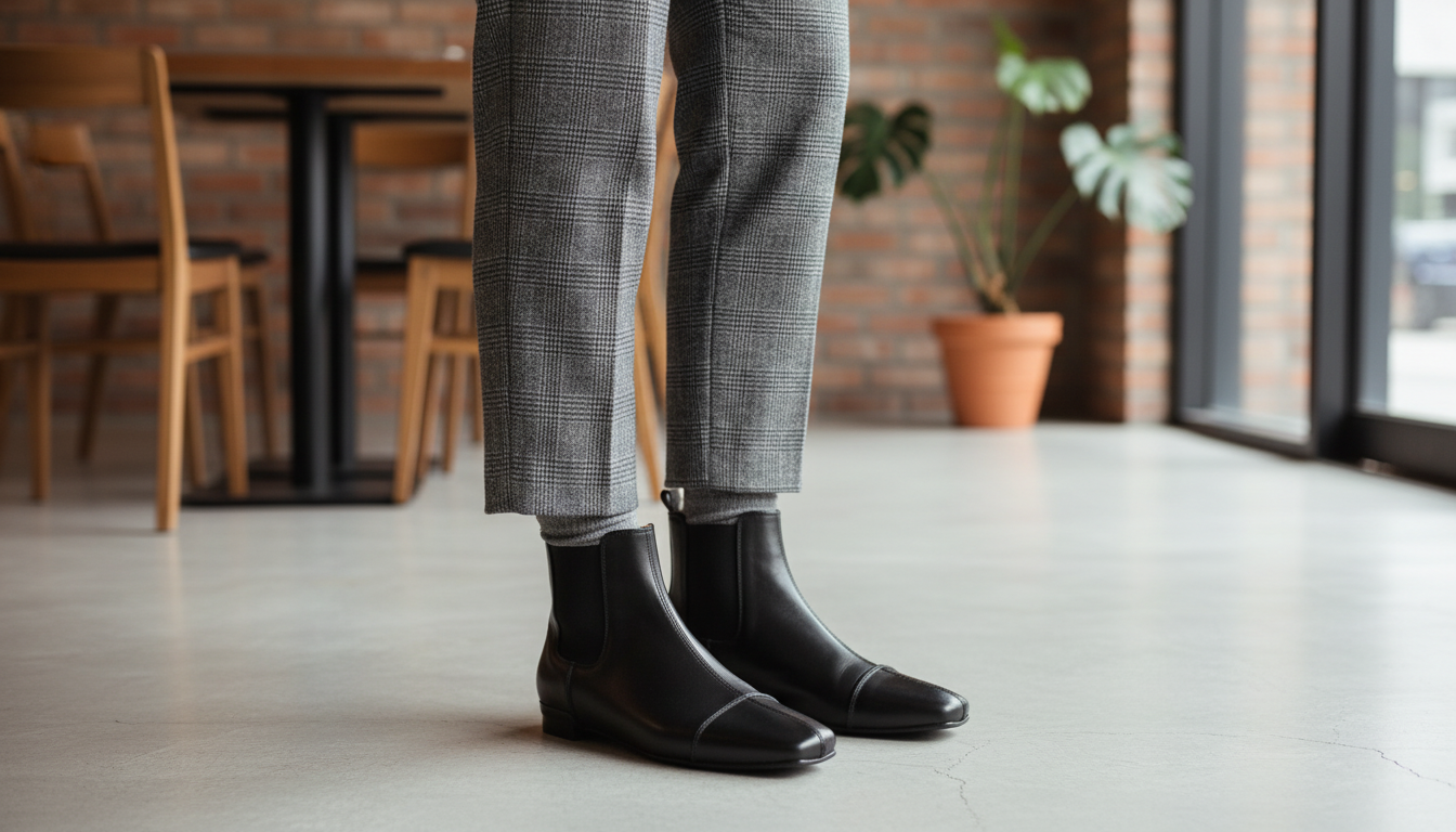 Polished Winter Slip-On Leather Ankle Boots With Lift
